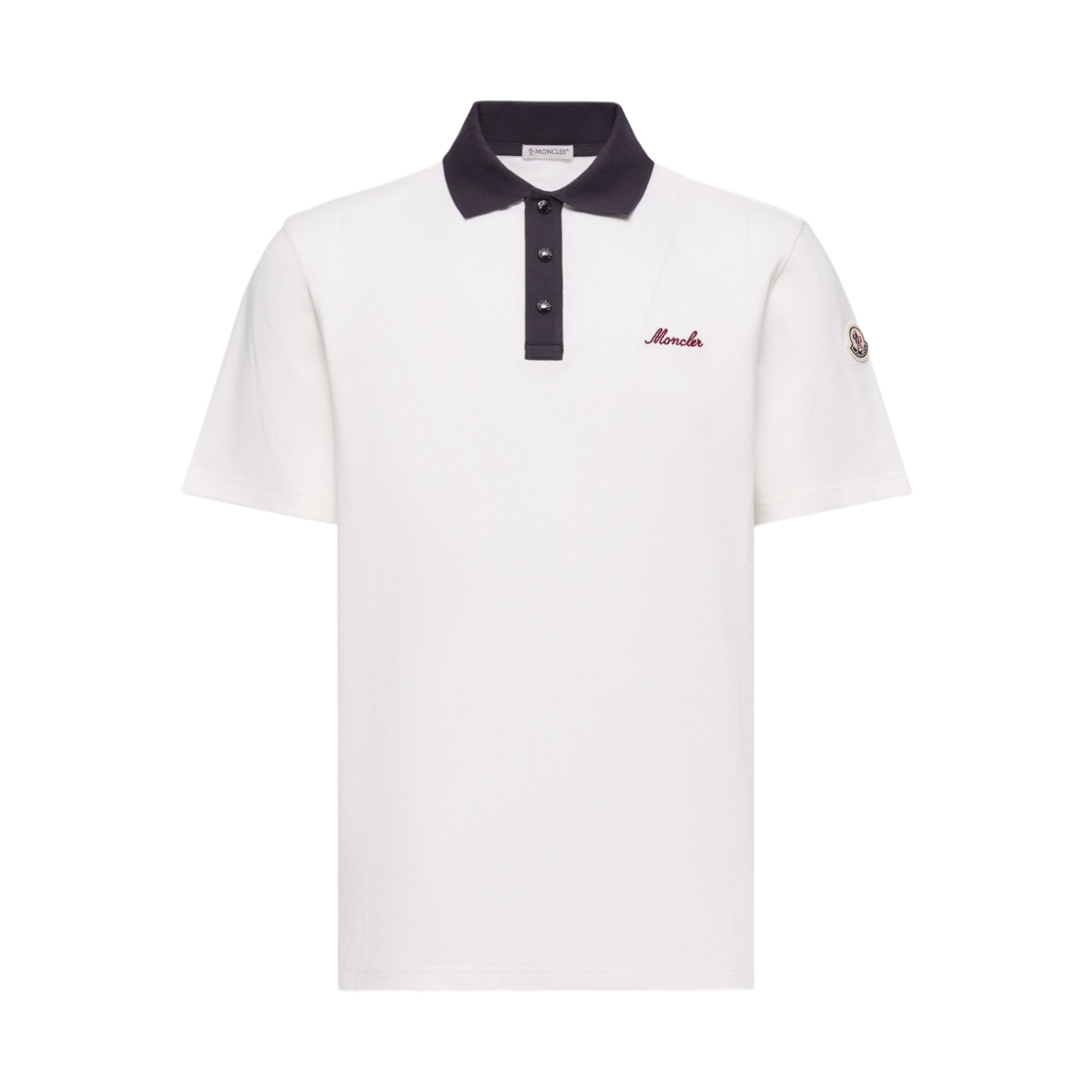 L1-091-8A00003-89A16-034 Moncler Embroidered Logo Cotton Piquet Polo Shirt White - 26SS