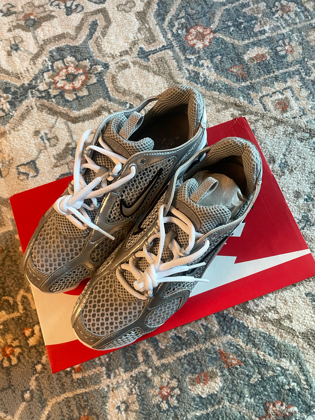 Nike Air Zoom Spiridon Cage 2 Metallic Silver 착용 스타일 - 2