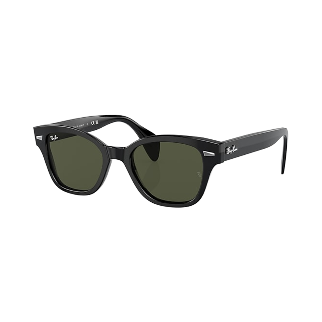 RB0880SF-901/31 Ray-Ban RB0880S Square Polished Black Frame Green Lenses Low Bridge Fit
