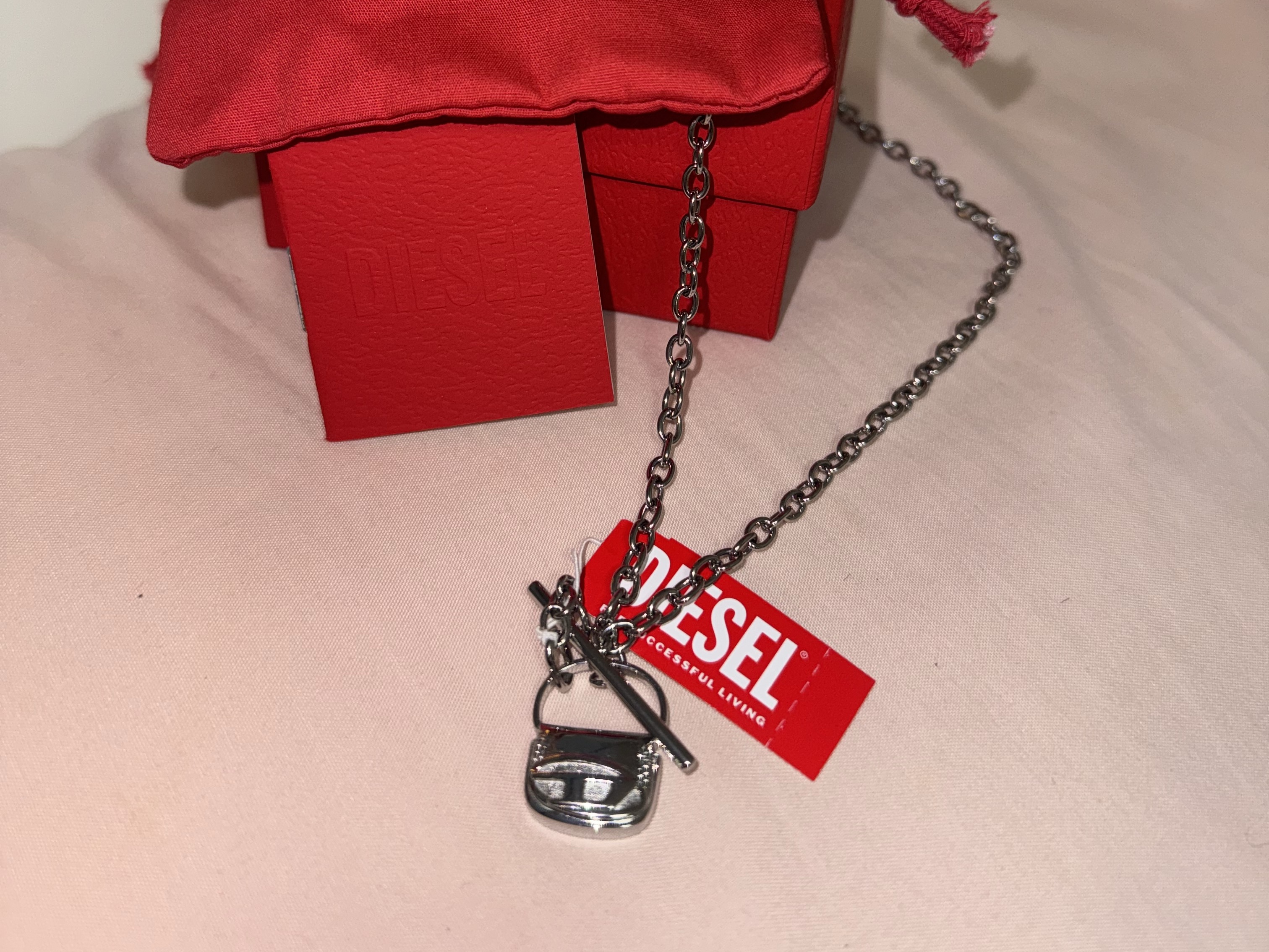 Diesel DX1593040 Stainless Steel Chain Necklace Silver 착용 스타일 - 2