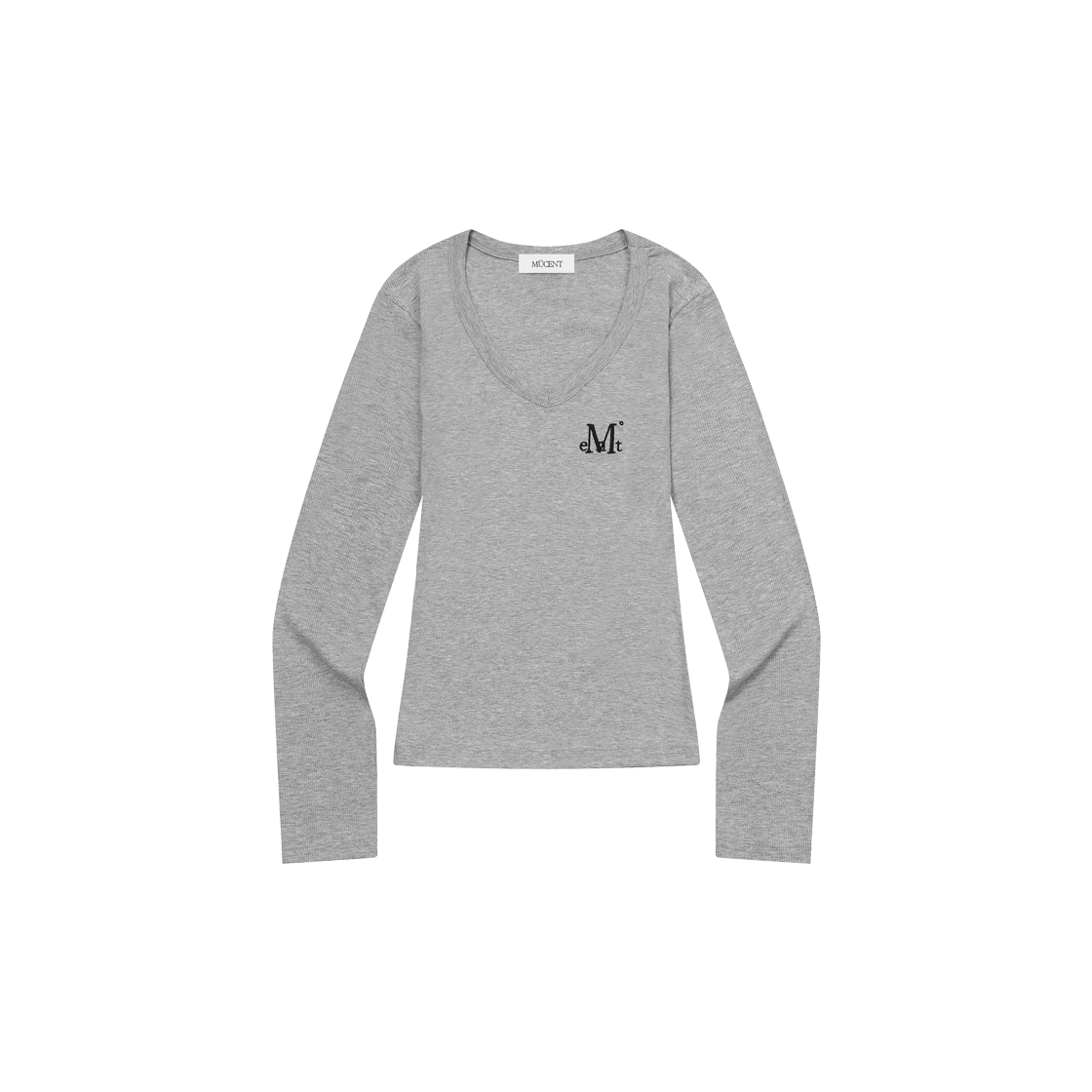 무센트 폰테사 슬림핏 브이넥 골지 티 (5컬러) 그레이(MUCENT Fontessa Slim Fit V-Neck T (5Color) Gray)