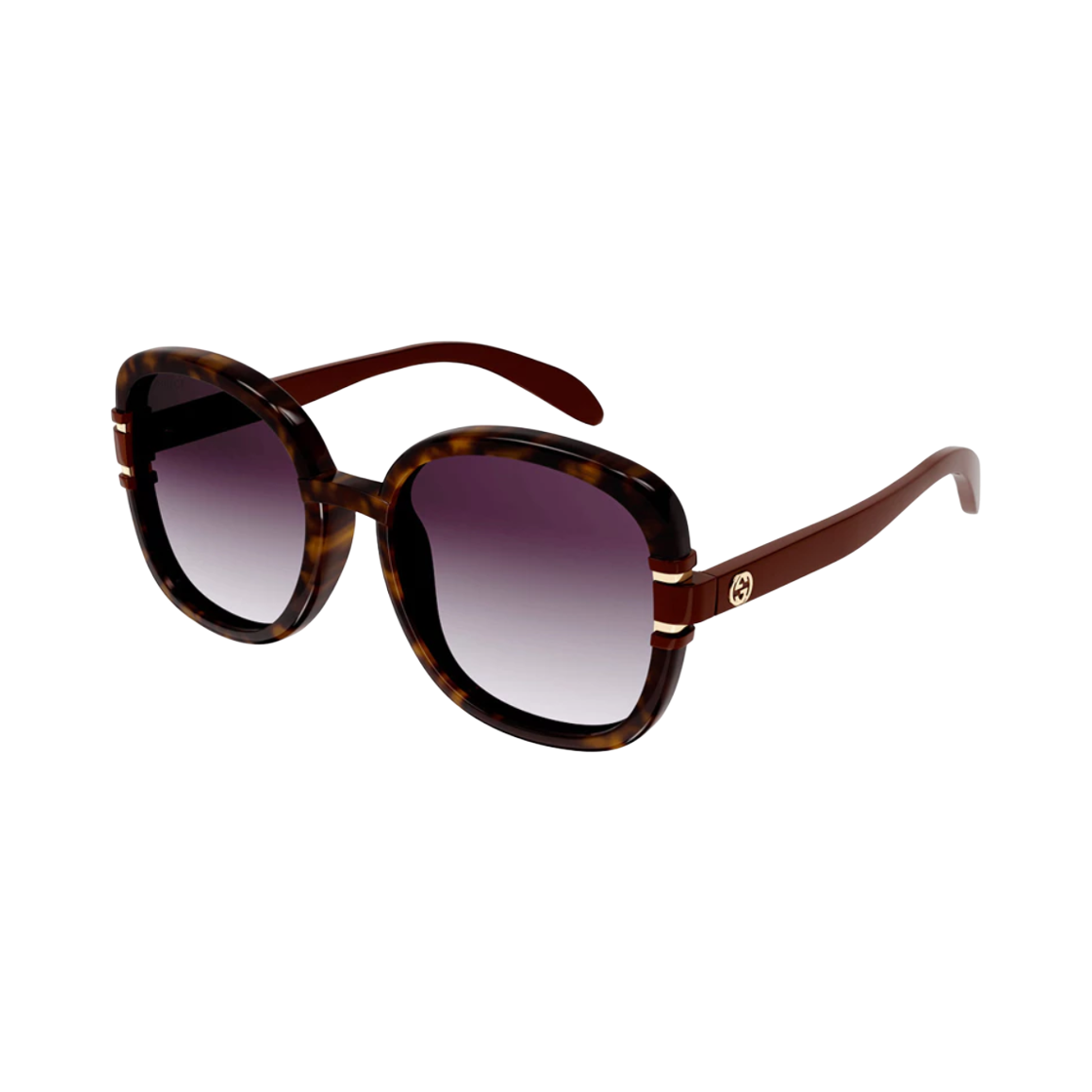 GG1068SA-004 (W) Gucci Round Frame Sunglasses Havana Gradient Violet
