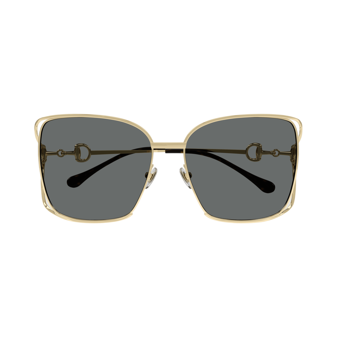 GG1020S-002 (W) Gucci Square Frame Sunglasses Gold Grey