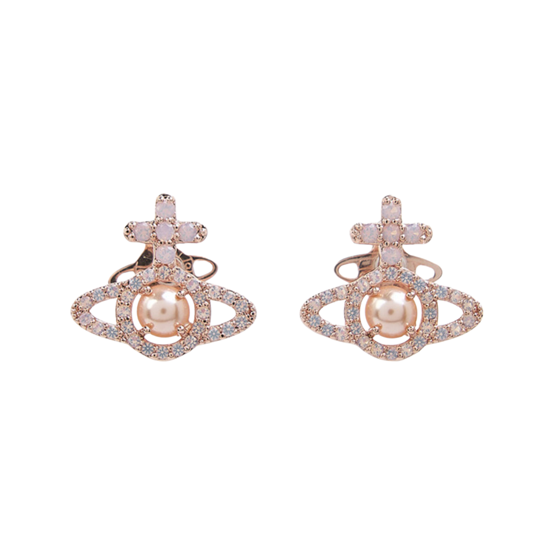 (W) 비비안 웨스트우드 올림피아 펄 스터드 이어링 핑크 골드 피치 펄((W) Vivienne Westwood Olympia Pearl Stud Earrings Pink Gold Peach Pearl) - 1