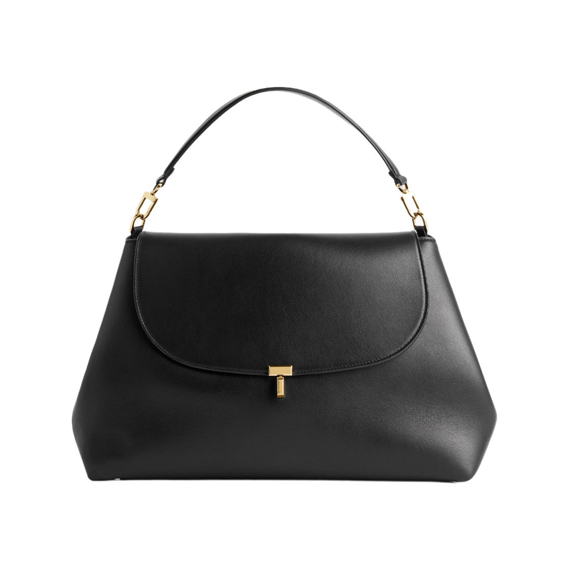 254-WAL0096-LE0175-001 Toteme T-Lock Leather Satchel Bag Black