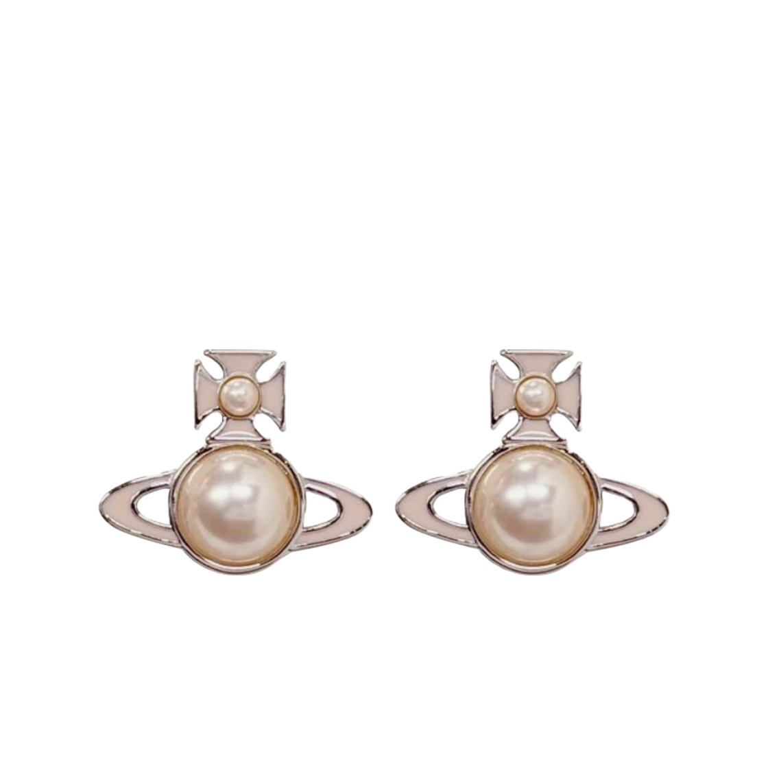 (W) 비비안 웨스트우드 틸리아 펜던트 이어링 플래티넘 피치 에나멜((W) Vivienne Westwood Tilya Pendant Earrings Platinum Peach Enamel) - 1