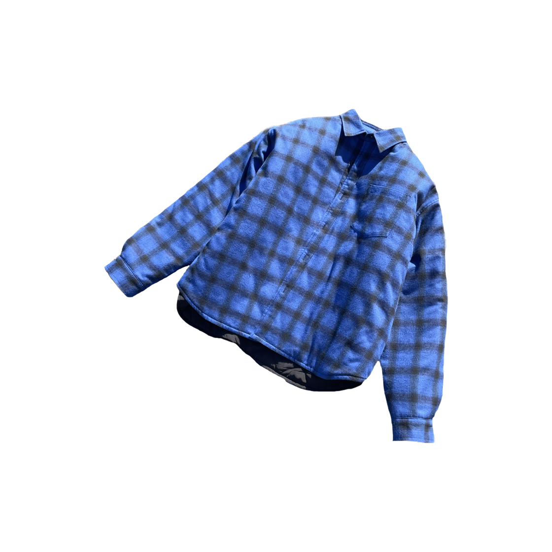 IW-042 INSSENSE Large Fit Flannel Padded  Blue Shirts