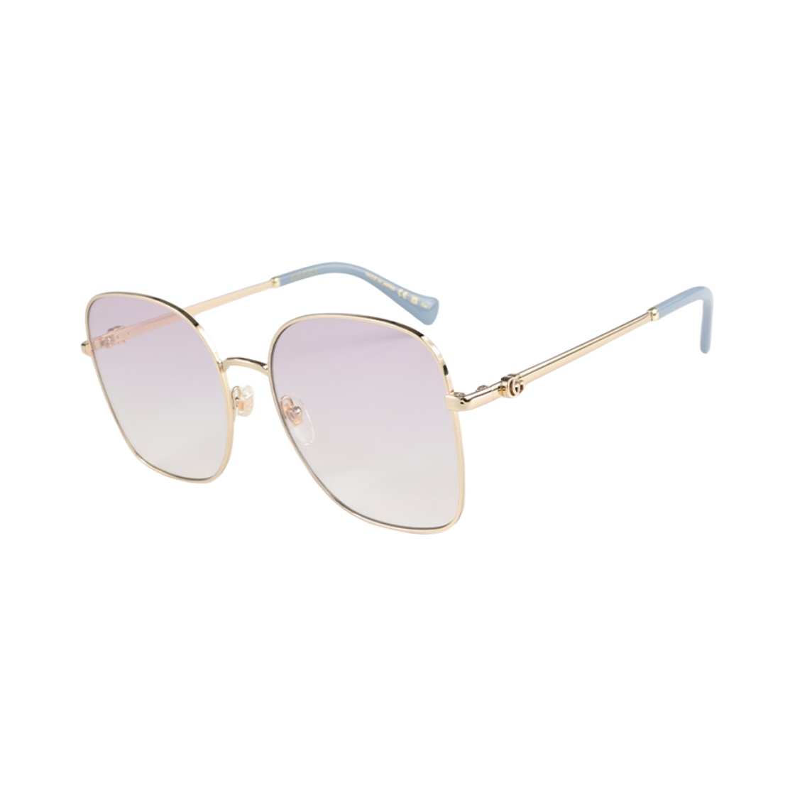GG1143S-003 (W) Gucci Square Frame Metal Sunglasses Gold Violet