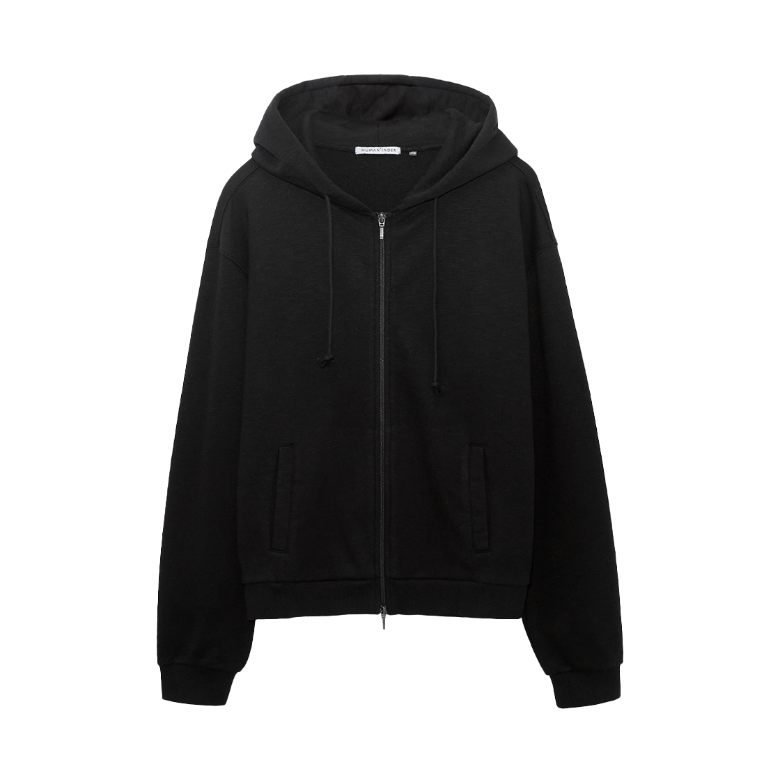 HM5LHD8012B0 Polyteru Human Index Human Slub SIngle Zip Hoodie Black