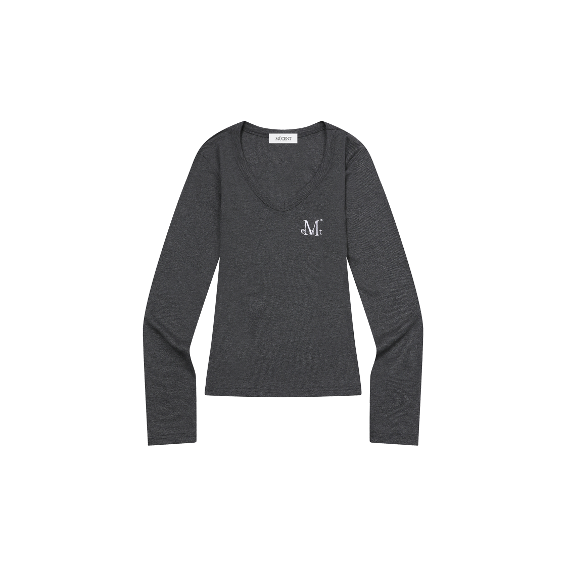 무센트 폰테사 슬림핏 브이넥 골지 티 (5컬러) 차콜(MUCENT Fontessa Slim Fit V-Neck T (5Color) Charcoal)