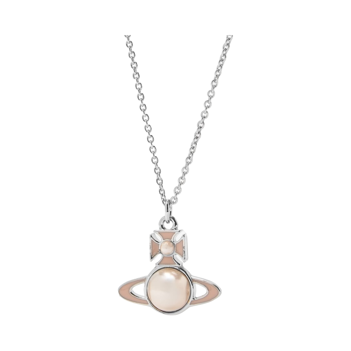 630203F3-P648 (W) Vivienne Westwood Tillya Pendant Necklace Platinum Peach Enamel