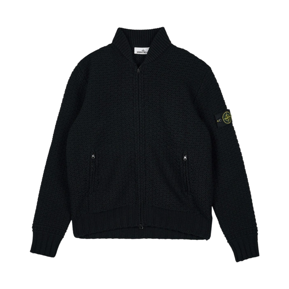 K2S1551000-55S00L9-V0029 Stone Island 5100055 Pure Wool Bomber Jumper with Zipper Pockets Black - 25FW