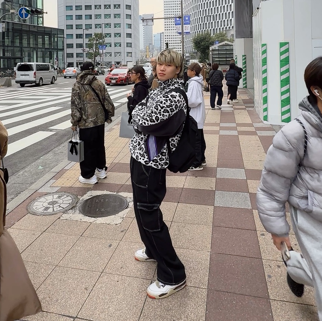 Palace x Needles Track Jacket Snow Leopard - 24FW, Jordan 4 Retro Red Cement 착용 스타일