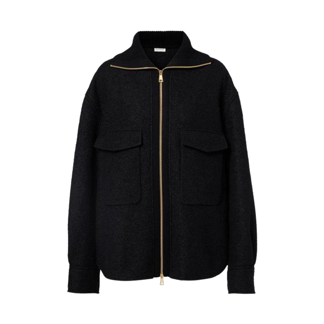 K2-093-2F00022-597TE-999 (W) Moncler Boucle Wool Blend Zip-Up Shirt Black - 25FW