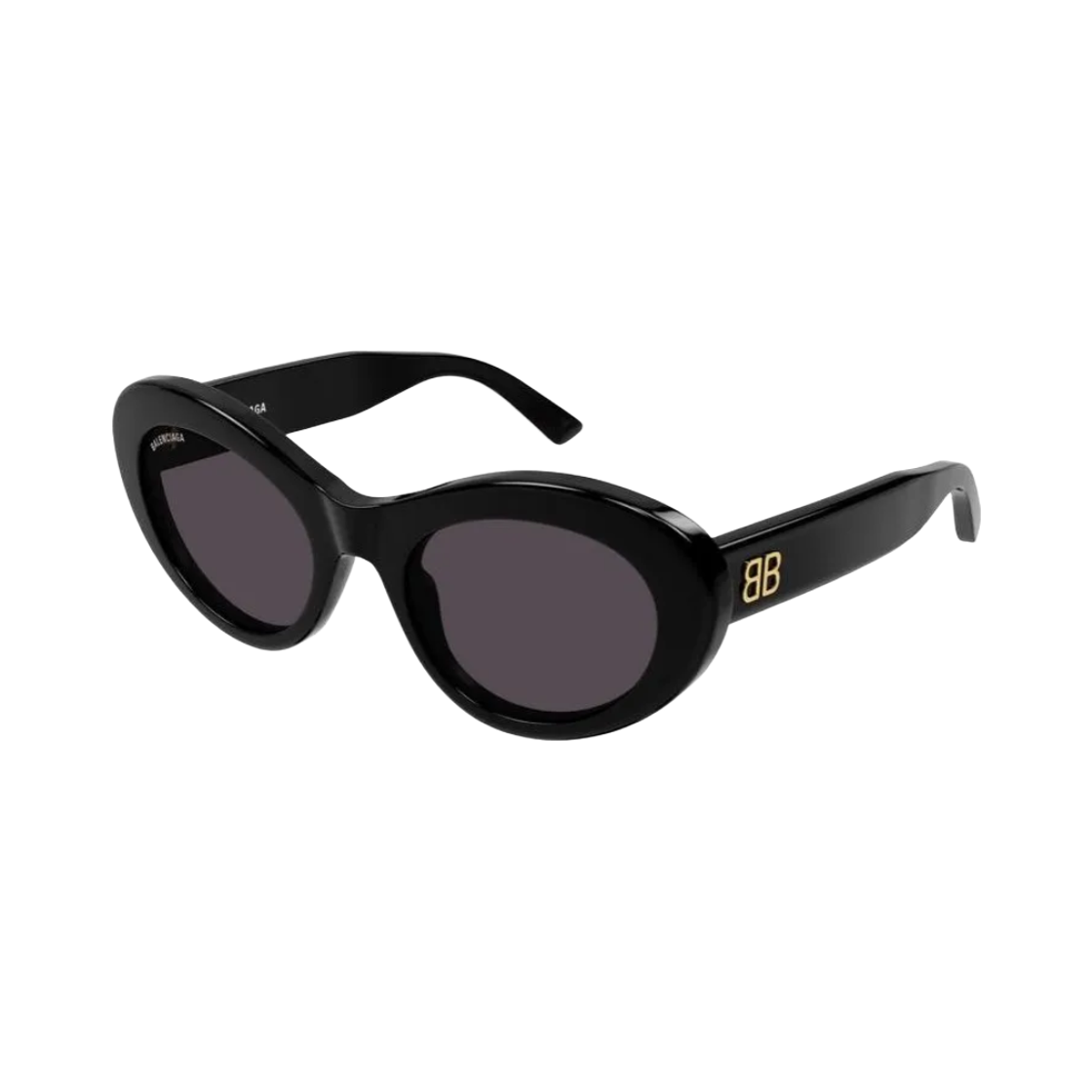 BB0294S001 (W) Balenciaga Oval Frame Acetate Sunglasses Black Grey