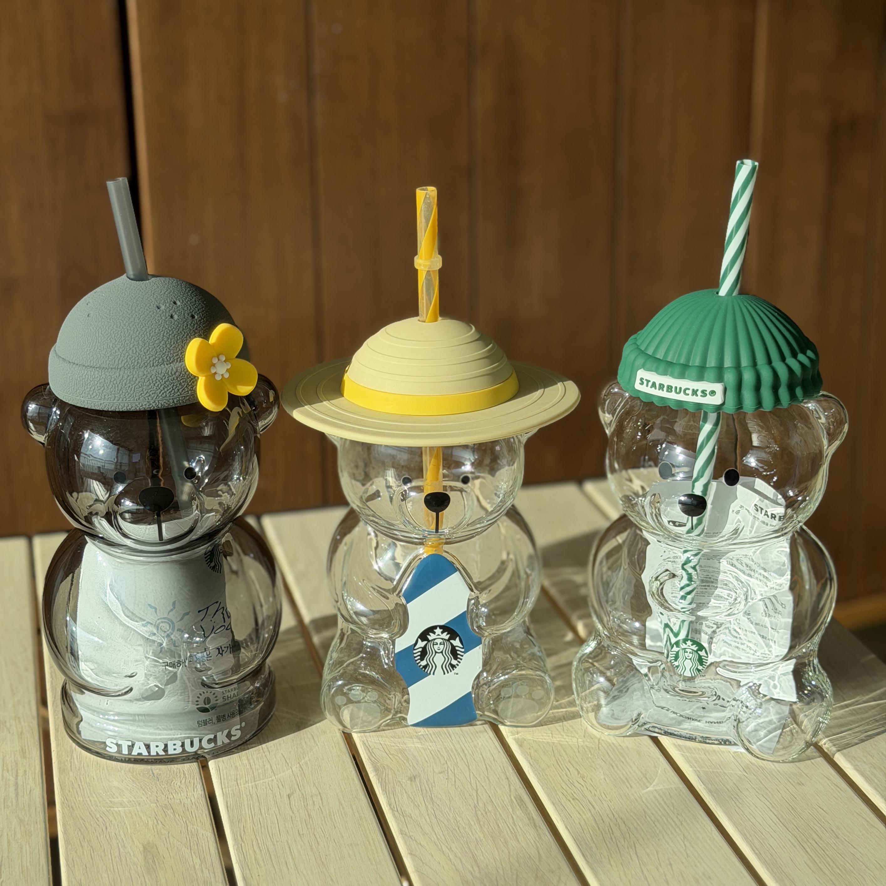 Starbucks Autumn Bearista Glass Cold Cup 591ml, Starbucks Jeju Bearista Glass Cold Cup 591ml 착용 스타일
