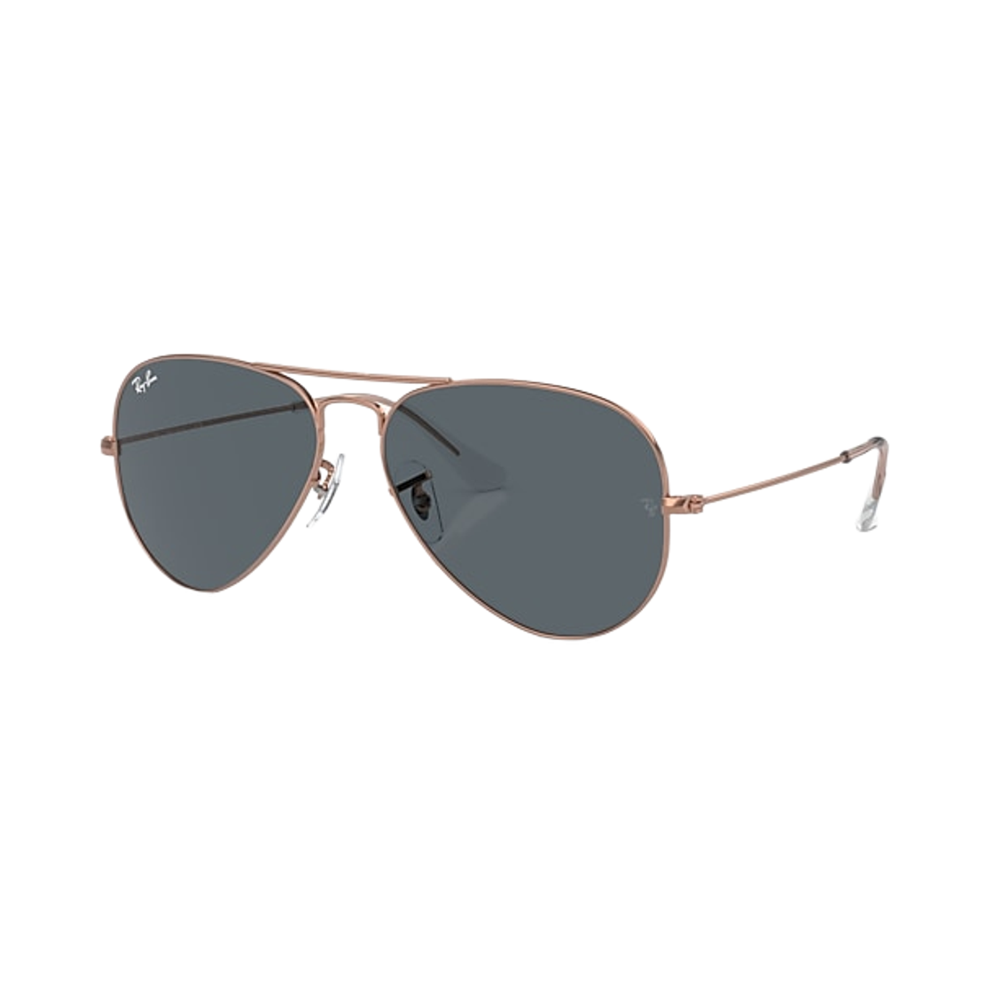 RB3025-9202R5 Ray-Ban Aviator Polished Rose Gold Frame Blue Lenses Adjustable Nosepads