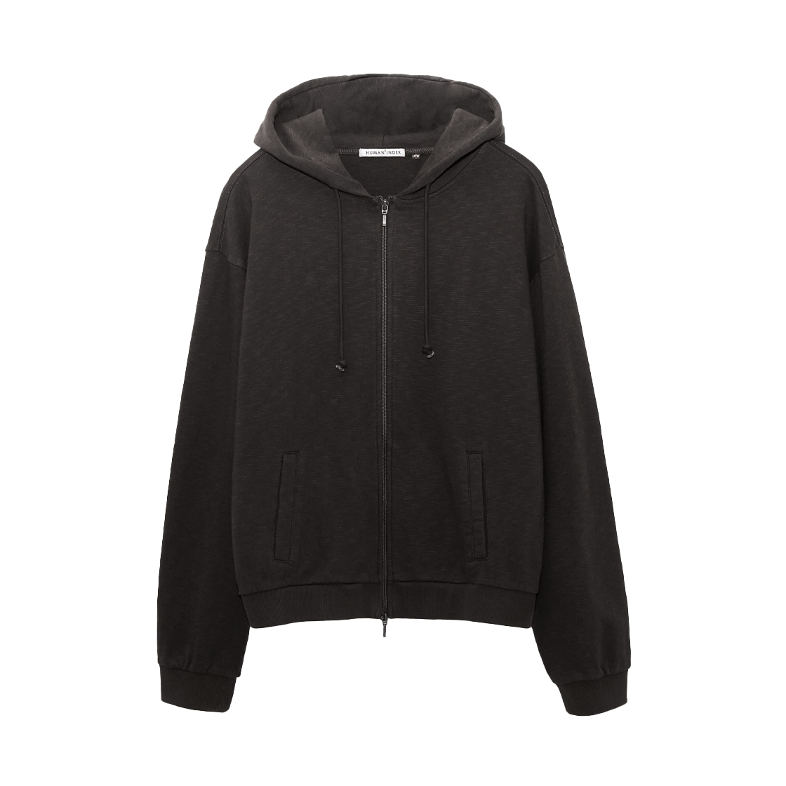 HM5LHD8012C0 Polyteru Human Index Human Slub SIngle Zip Hoodie Brown