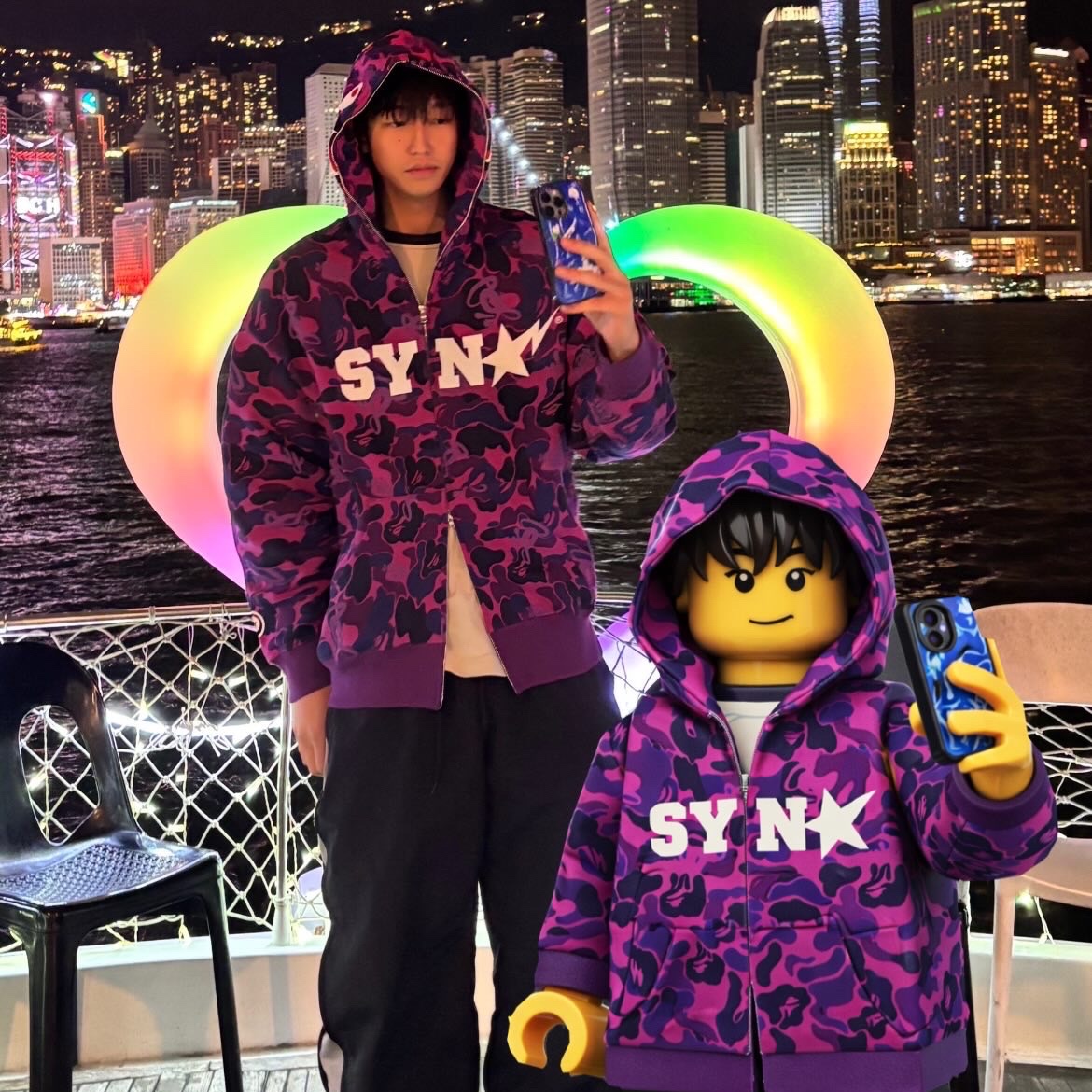 BAPE x Spotify x SYNA World By Central Cee Camo Shark Full Zip Hoodie Purple, Casetify x Ader Error iPhone Tube Magsafe Case Blue 착용 스타일