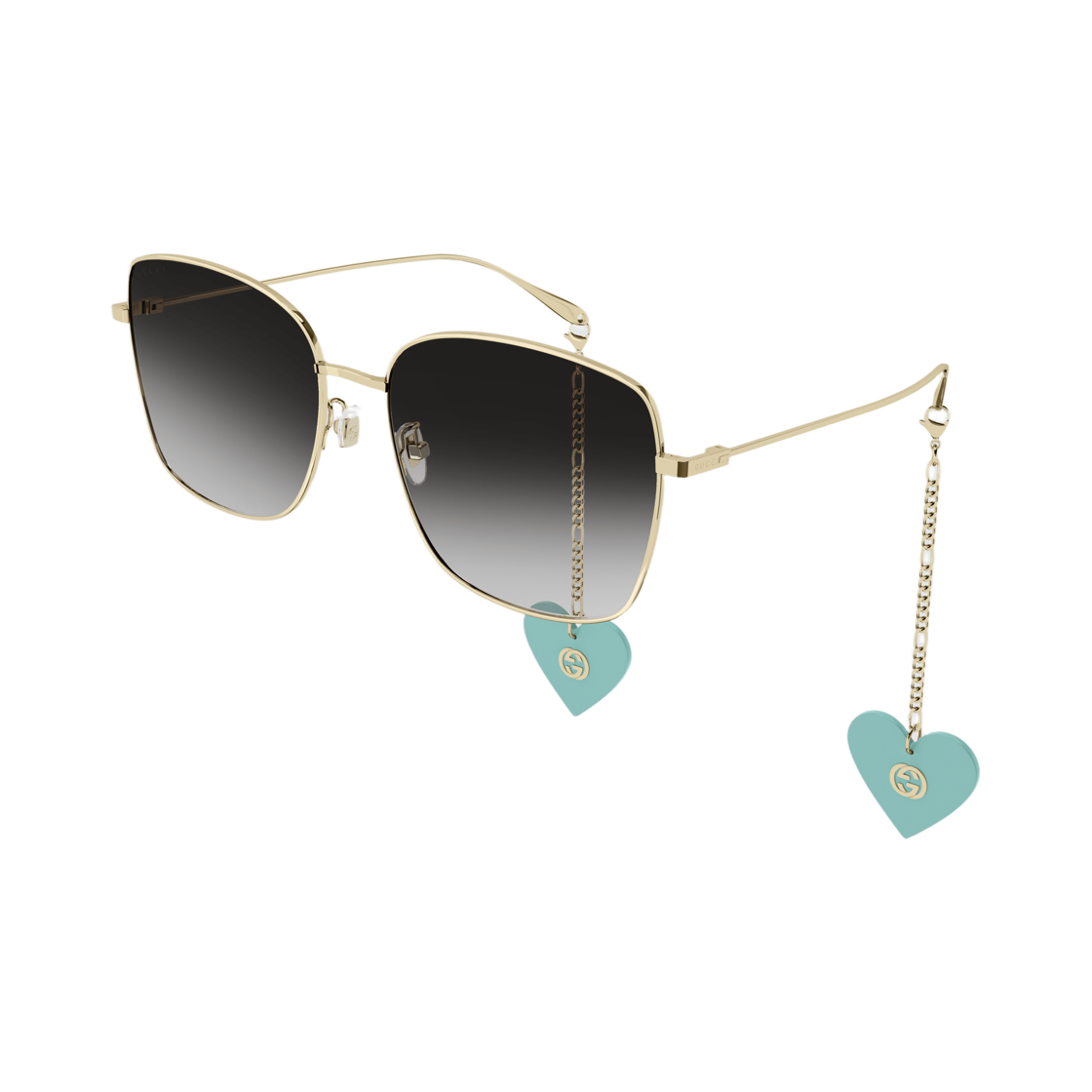 GG1030SK-003 (W) Gucci Square Frame Metal Sunglasses Gold Grey