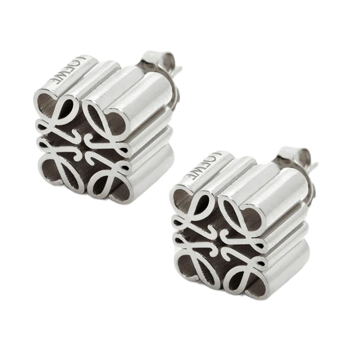 (W) 로에베 아나그램 스터드 이어링 스털링 실버((W) Loewe Anagram Stud Earrings in Sterling Silver)
