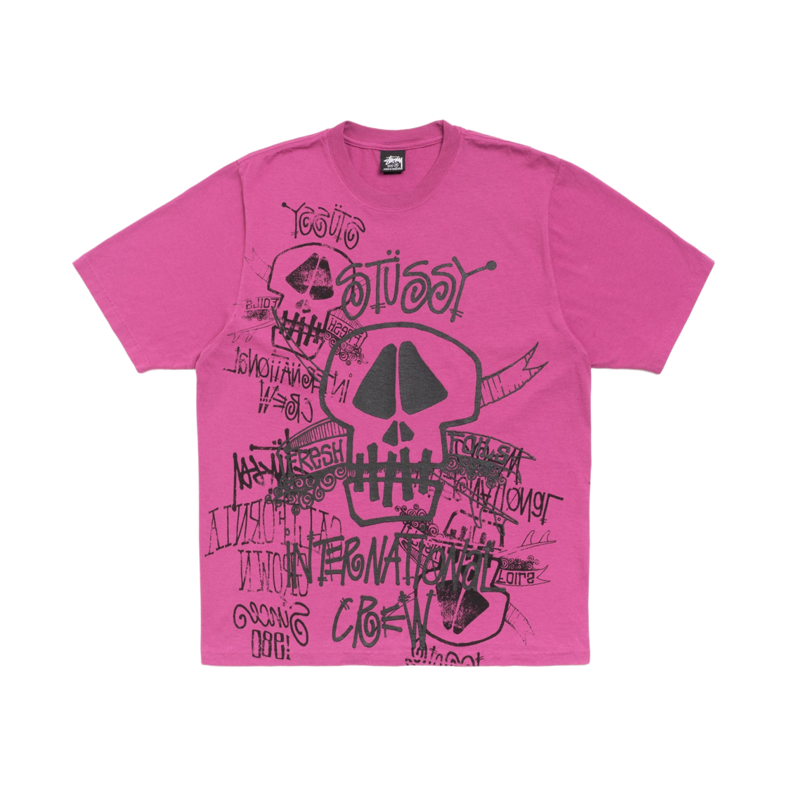 1905177 Stussy Skulls Pigment Dyed T-Shirt Berry