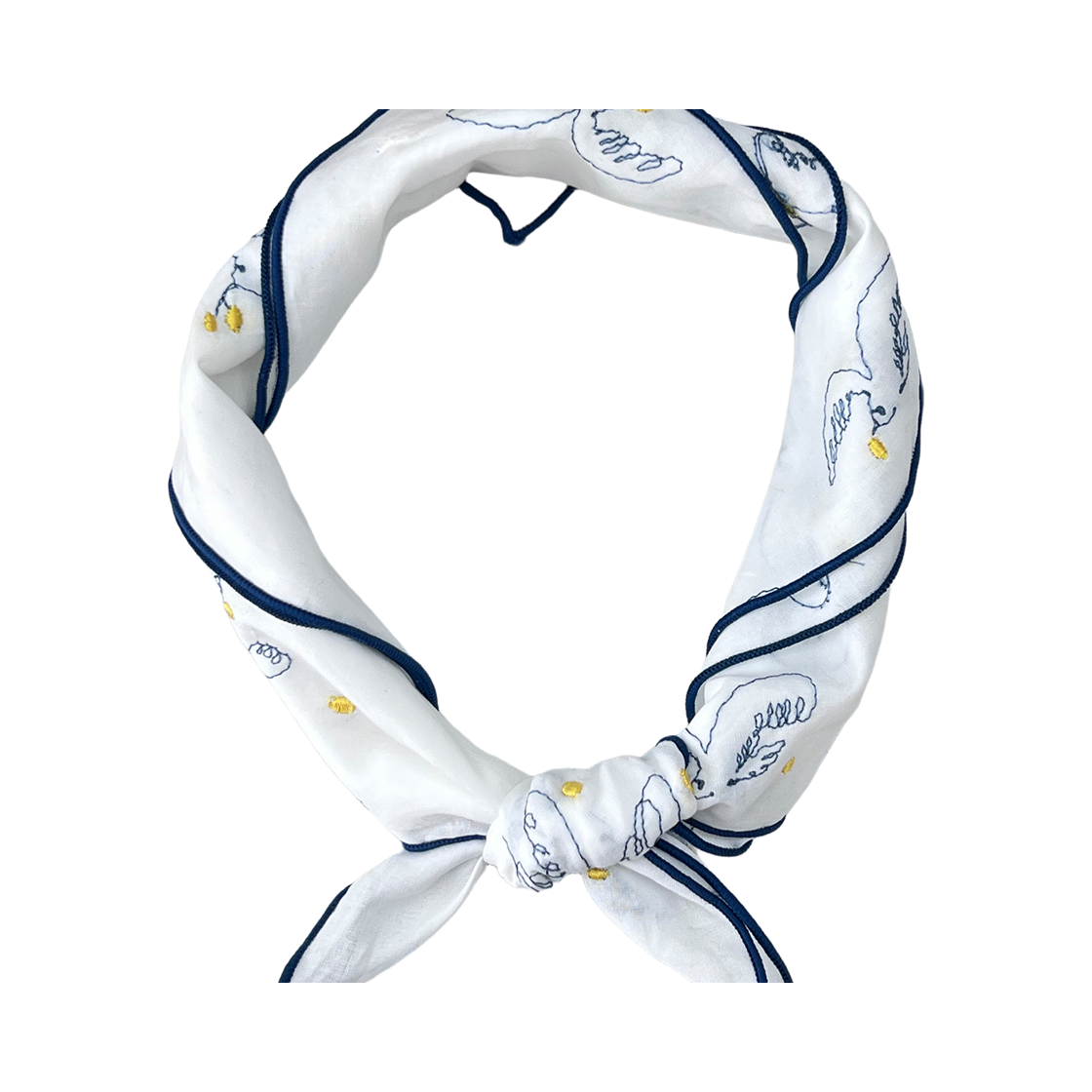 원사이즈핏츠올 슬로우 스티치드 버드 스카프 화이트 네이비(onesizefitsall Slow Stitched Bird Scarf White Navy)