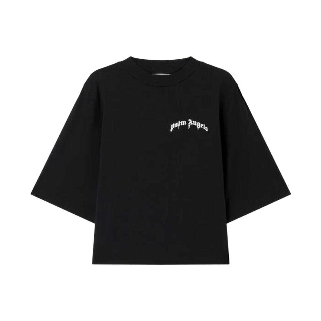 팜엔젤스 미니 커브드 로고 박시 티셔츠 - 블랙 화이트(Palm Angels Mini Curved Logo Boxy Tee - Black Off White) - 1