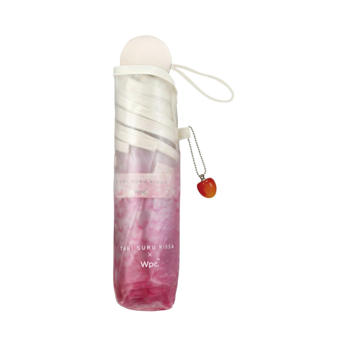 WPC x 타비 스루 킷사 크림 소다 폴딩 파라솔 핑크(WPC x Tabi Suru Kissa Cream Soda Folding Parasol Pink)