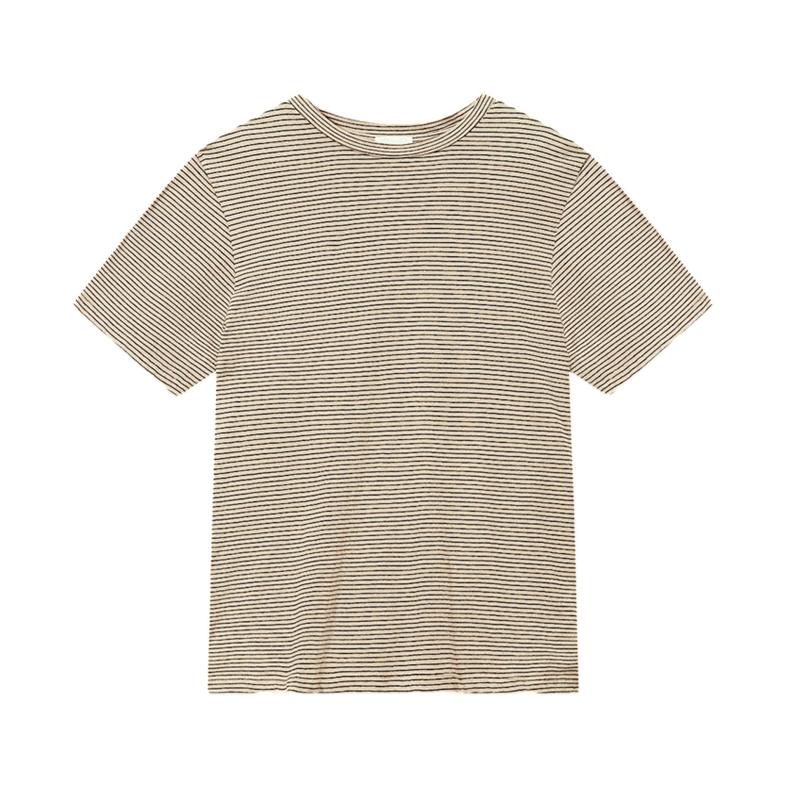 TS0001FD-D1N02E-BKBE (W) Isabel Marant Zewel Striped Cotton and Linen T-Shirt Black Beige - 26SS