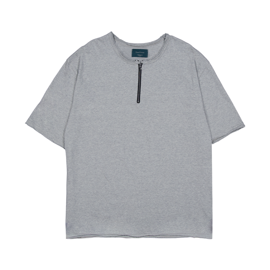 언더마이카 페이디드 코어 집 하프 슬리브 멜란지 그레이(Undermycar Faded Core Zip Half Sleeve Melange Gray)