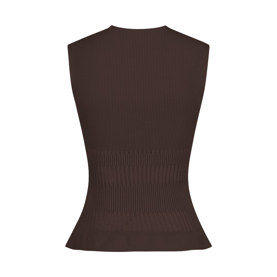 쥬키프 코튼믹스 레이스 립 니트탑 레드 브라운(Juukiff Lace Ribbed Sleeveless Top In Mixed Cotton Red Brown) - 2