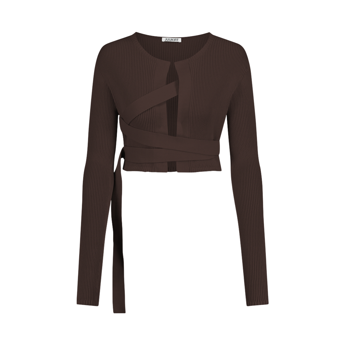 쥬키프 코튼믹스 본디지 가디건 레드 브라운(Juukiff Bondage Short Cardigan In Mixed Cotton Red Brown) - 1
