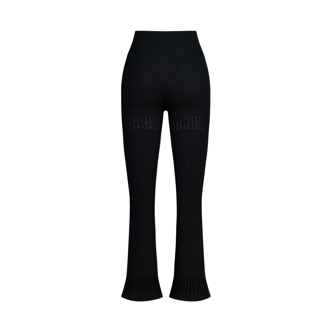 쥬키프 코튼믹스 레이스 부츠컷 립 팬츠 블랙(Juukiff Lace Ribbed Bootcut Trouser In Mixed Cotton Black) - 2