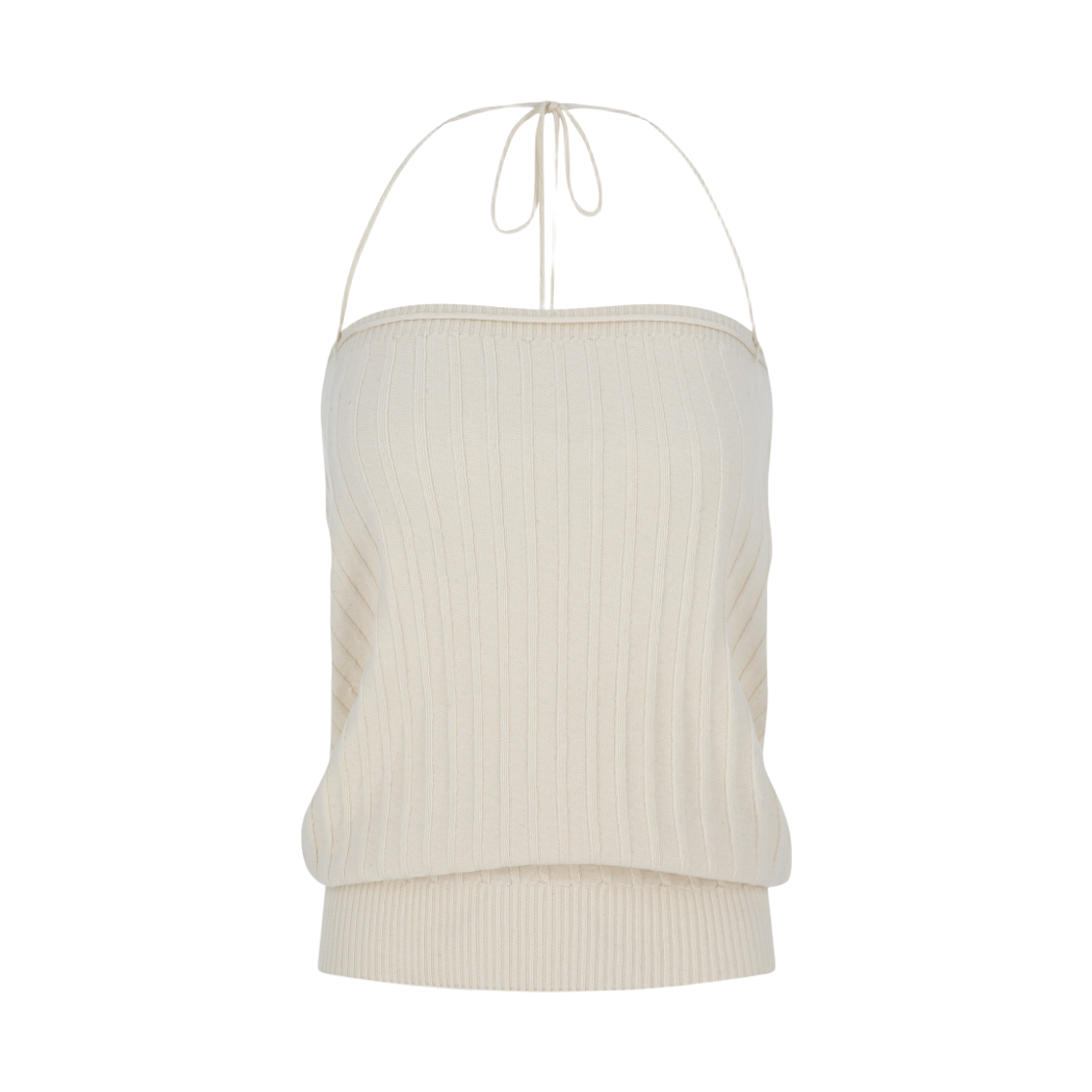 쥬키프 코튼믹스 스트링 홀터탑 아이보리(Juukiff String Halter Top In Protein Mixed Cotton Ivory) - 1
