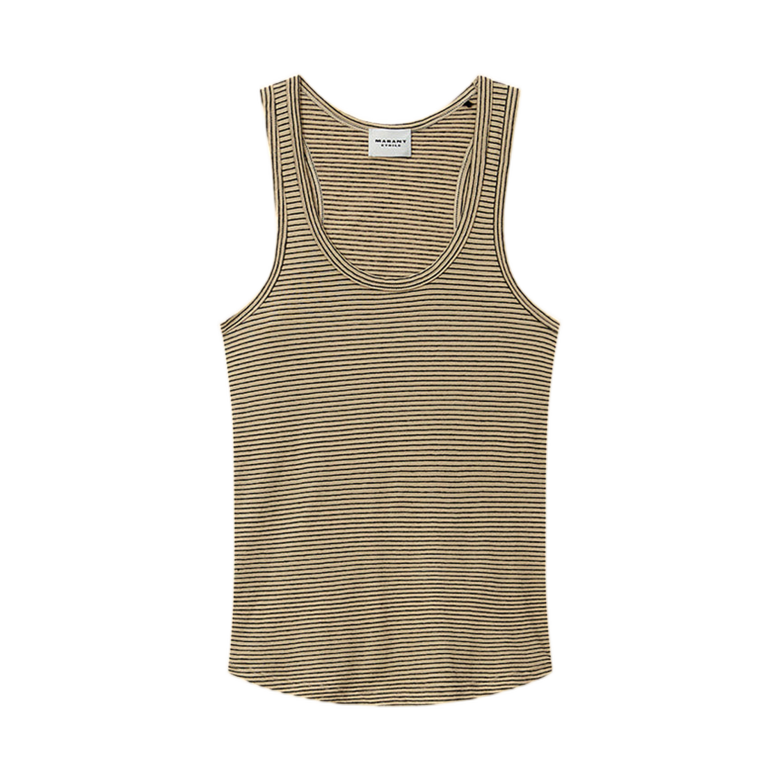 TS0261FD-D1N02E-BKBE (W) Isabel Marant Thea Striped Cotton and Linen T-Shirt Black Beige - 26SS