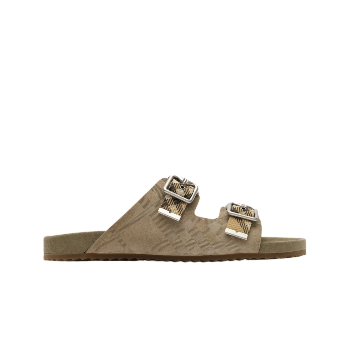 버버리 체크 스웨이드 얼친 샌들 스패로우 베이지(Burberry Check Suede Urchin Sandals Sparrow Beige)
