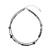 AJOBYAJO Black Light Beads Layered Necklace Black