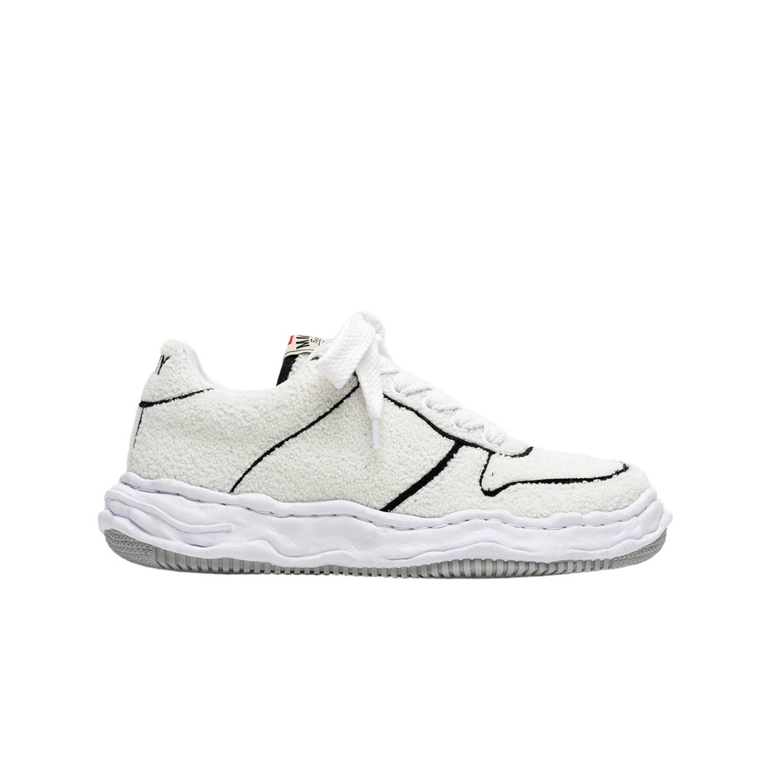 메종 미하라 야스히로 웨인 OG 솔 셔닐 자수 캔버스 로우 탑 스니커즈 화이트(Maison Mihara Yasuhiro Wayne OG Sole Chenille Embroidey Canvas Low Top Sneakers White) - 1