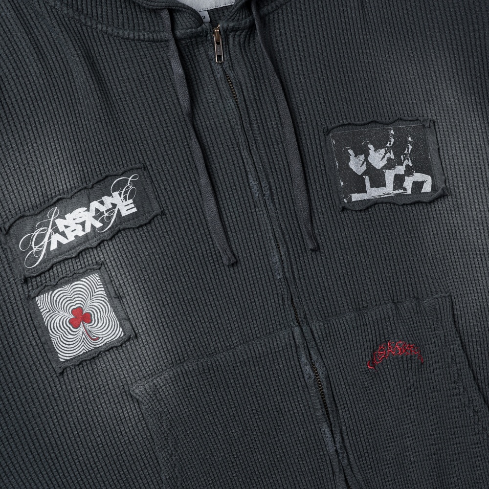 인세인개러지 투어 패디드 와플 후디 - 차콜(INSANE GARAGE Tour Padded Waffle Hoodie_Charcoal) - 3