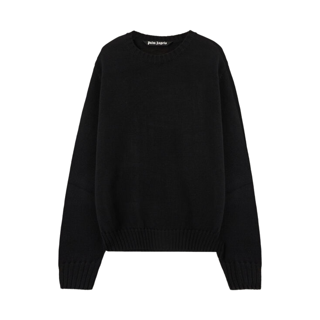 팜엔젤스 백 커브드 로고 스웨터 - 블랙 화이트(Palm Angels Back Curved Logo Sweater - Black Off White)
