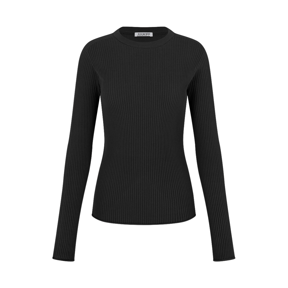 쥬키프 텐셀 쉬어 탑 블랙(Juukiff Sheer Ribbed Top In Tencel Black)