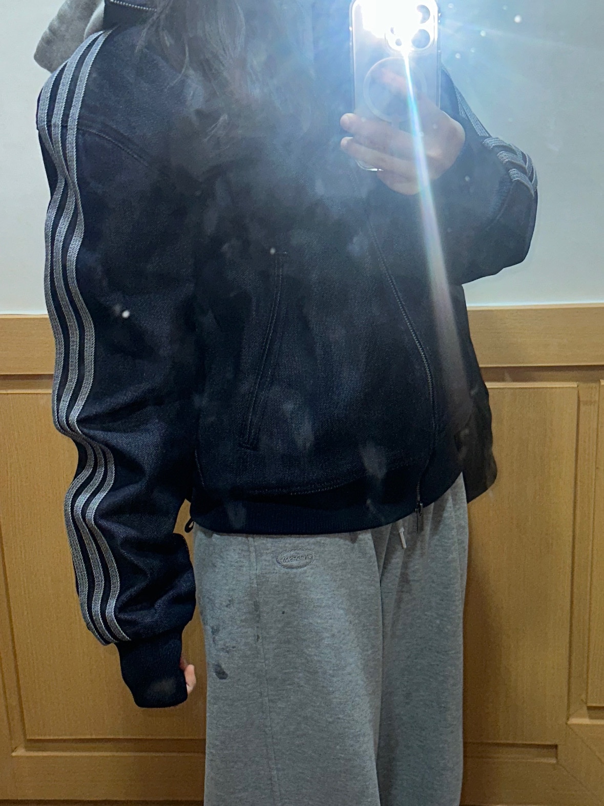 Adidas Denim Firebird Track Top Indigo Denim - KR Sizing 착용 스타일