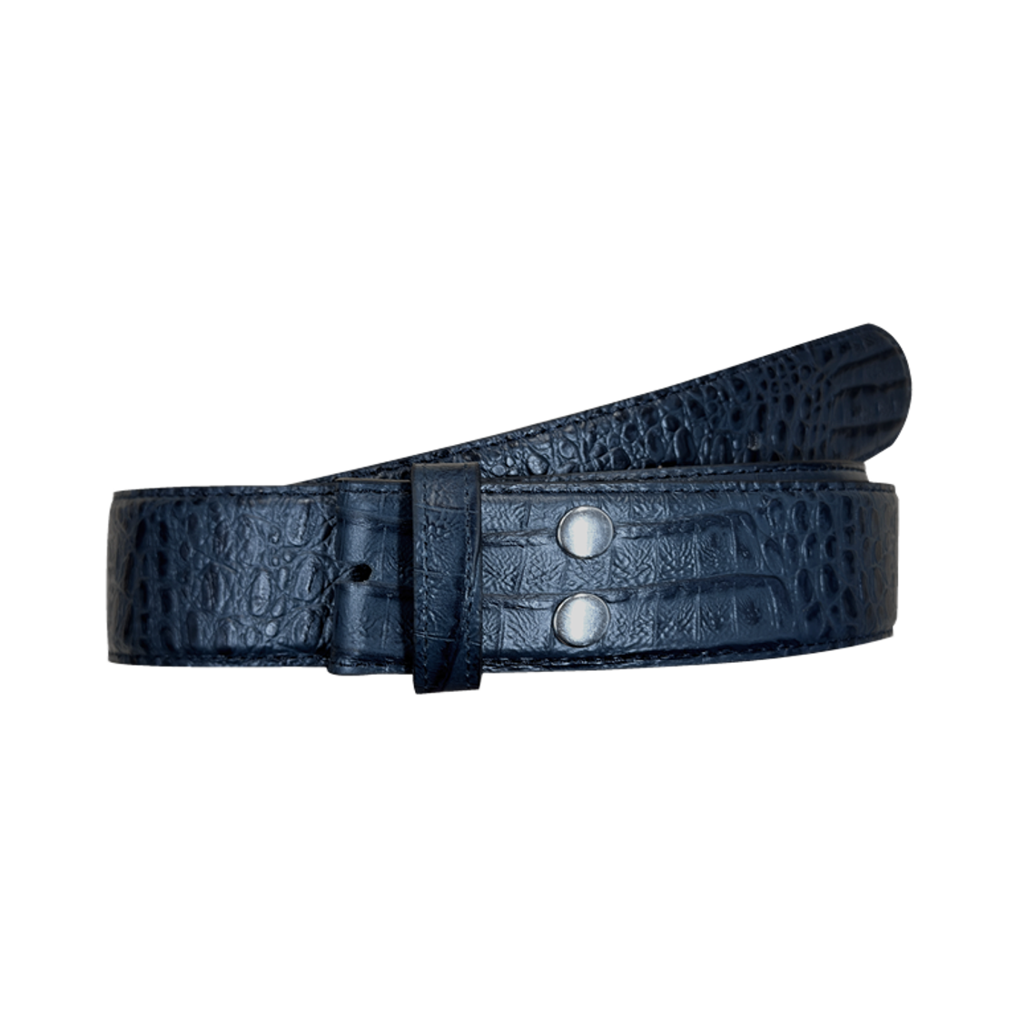 언더마이카 크록 엠보스드 레더 모듈 벨트 스트랩 블루 크록