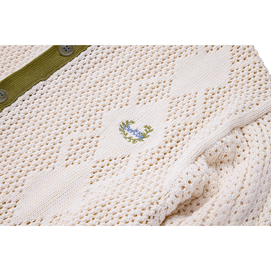 꼬떼 아가일 크로쉐 썸머 니트 가디건 올리브(COTTE Argyle Crochet Summer Knit Cardigan Olive) - 5