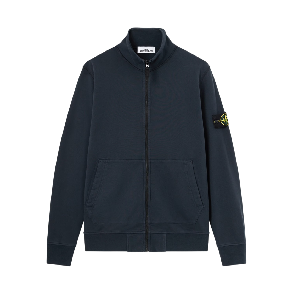 L1S1561000-63S0051-V0020 Stone Island 6100063 Organic Cotton Fleece Regular Fit Track Jacket with Pocket Navy Blue - 26SS