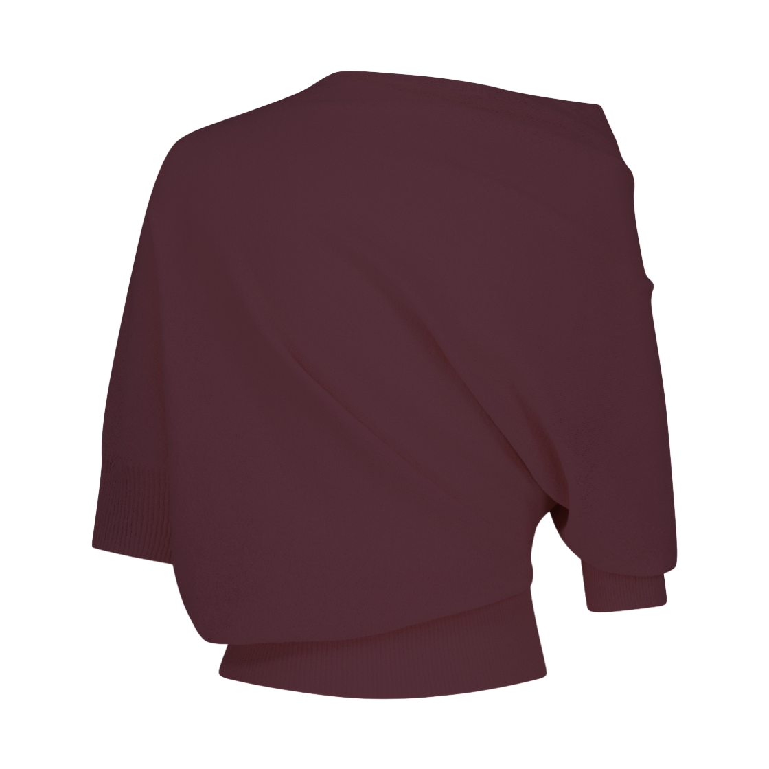 쥬키프 코튼믹스 드레이프 와이드넥 탑 버건디(Juukiff Draped Wide-Neck Top In Mixed Cotton Burdundy) - 2