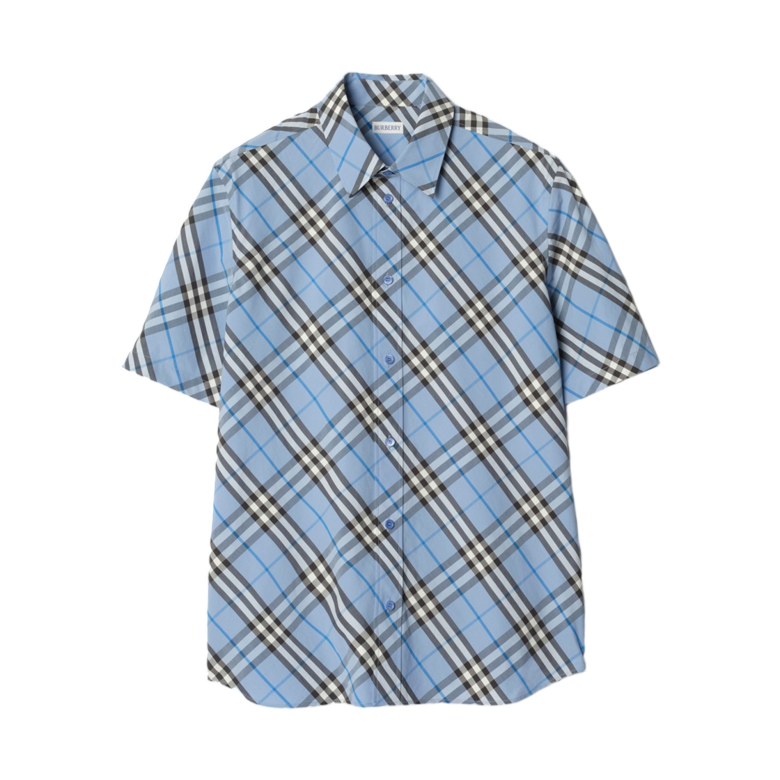 8123674 Burberry Regular Fit Check Cotton Shirt Cornflower Blue