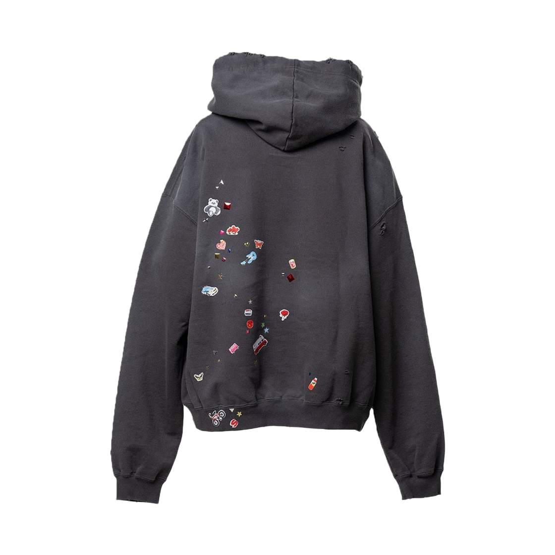메종 미하라 야스히로 키즈 스티커 프린티드 후드 블랙(Maison Mihara Yasuhiro Kids Sticker Printed Hoodie Black) - 2