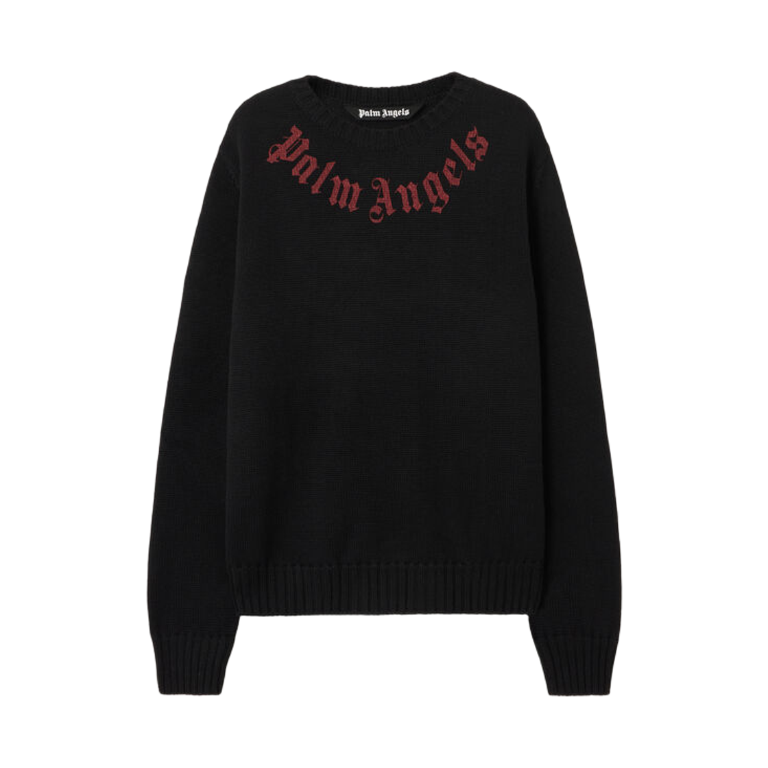 팜엔젤스 넥 로고 스웨터 - 블랙 레드(Palm Angels Neck Logo Sweater - Black Red)
